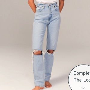 Abercrombie & Fitch The 90’s Straight Ultra High Rise Jean Medium Destroy Sz 31S
